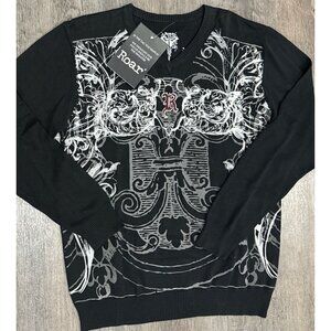 ROAR Signature Men's Embroidered Double Sided Sweater Shirt Sz L 100% Cotton
